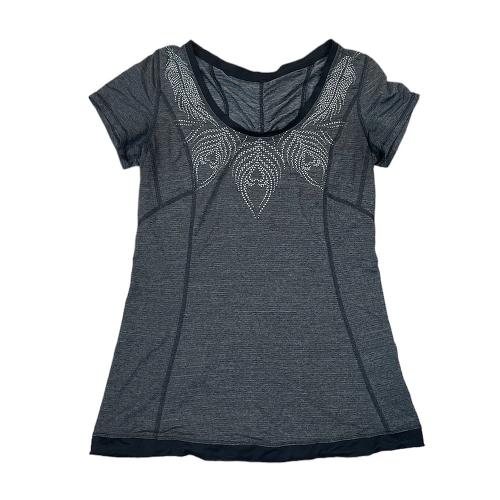 Lululemon Top Run Silver Bullet Short Sleeve Tech Tee Running Reflective Size 6